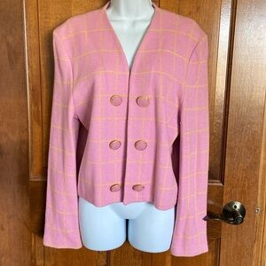St John by Marie Gray Vintage Tweed Front Pink Pin Stripes Blazer Jacket